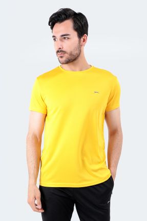 تی شرت زرد مردانه پلی استر یقه گرد رگولار تکی کد 312450830