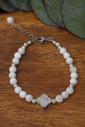 دستبند جواهر سفید زنانه سنگ طبیعی کد 311849647