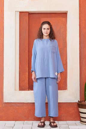 ست بالاتنه و پائین تنه سرمه ای زنانه بافتنی ceylan otantik - کد 313257054