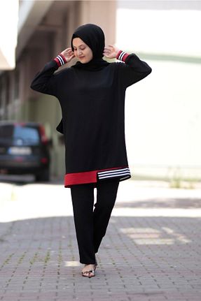 ست بالاتنه و پائین تنه حجاب مشکی زنانه Asimetrik Zey&Ka Butik - کد 313514911