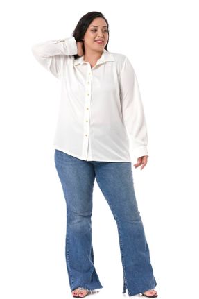 پیراهن سفید زنانه رگولار پلی استر کد 314171576