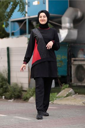 ست بالاتنه و پائین تنه حجاب قرمز زنانه Asimetrik Zey&Ka Butik - کد 314176042