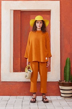 ست بالاتنه و پائین تنه نارنجی زنانه بافتنی ceylan otantik - کد 313257106