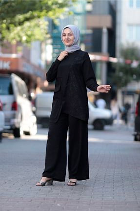 ست بالاتنه و پائین تنه حجاب مشکی زنانه Asimetrik Zey&Ka Butik - کد 313271995