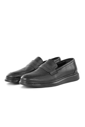 کفش کلاسیک مشکی مردانه چرم طبیعی پاشنه کوتاه ( 4 - 1 cm ) پاشنه ساده کد 313682950