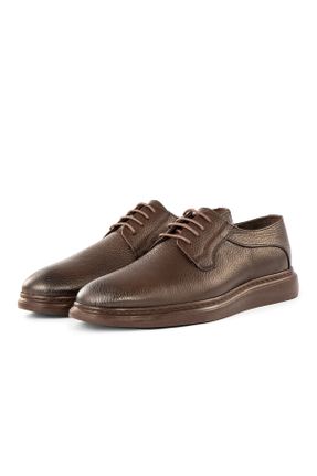 کفش کلاسیک قهوه ای مردانه چرم طبیعی پاشنه کوتاه ( 4 - 1 cm ) پاشنه ساده کد 313698273