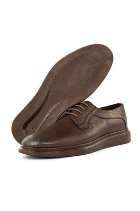 کفش کلاسیک قهوه ای مردانه چرم طبیعی پاشنه کوتاه ( 4 - 1 cm ) پاشنه ساده کد 313698273