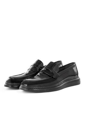 کفش کلاسیک مشکی مردانه چرم طبیعی پاشنه کوتاه ( 4 - 1 cm ) پاشنه ساده کد 314113787