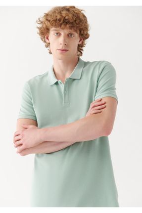 تی شرت سبز مردانه رگولار یقه پولو کد 313953603