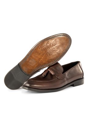 کفش کلاسیک قهوه ای مردانه چرم طبیعی پاشنه کوتاه ( 4 - 1 cm ) پاشنه ساده کد 313610782