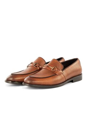کفش کلاسیک قهوه ای مردانه چرم طبیعی پاشنه کوتاه ( 4 - 1 cm ) پاشنه ساده کد 313612022