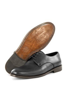 کفش کلاسیک مشکی مردانه چرم طبیعی پاشنه کوتاه ( 4 - 1 cm ) پاشنه ساده کد 313616101