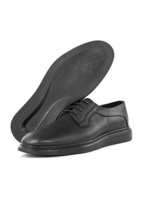 کفش کلاسیک مشکی مردانه چرم طبیعی پاشنه کوتاه ( 4 - 1 cm ) پاشنه ساده کد 313704015