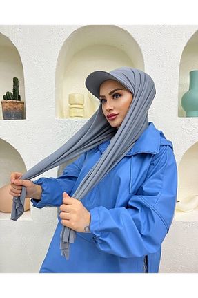 شال طوسی زنانه پنبه پلی استر Amisos Bone Şal Hazır Tesettür Giyim - کد 313542066