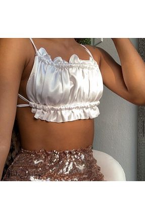 بلوز سفید زنانه ساده CROPS - کد 313989182