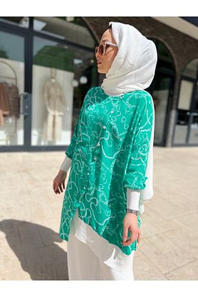پیراهن حجاب سبز زنانه اورسایز Invee - کد 315058282