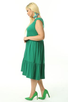 لباس سبز زنانه سایز بزرگ بافت ویسکون کد 316053526