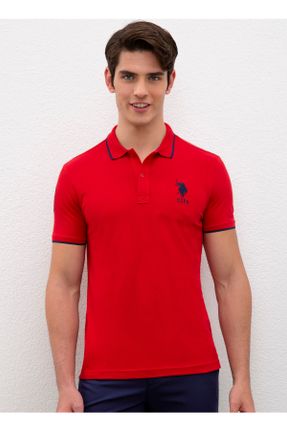 تی شرت قرمز مردانه اسلیم فیت یقه پولو کد 315875239