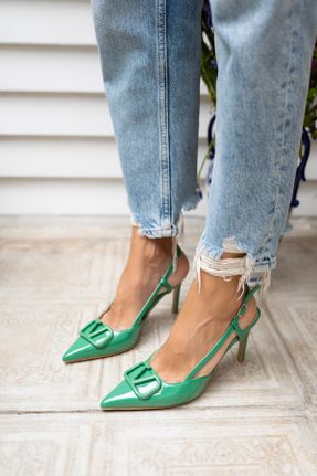 کفش پاشنه بلند کلاسیک سبز زنانه پاشنه نازک پاشنه متوسط ( 5 - 9 cm ) کد 315505804