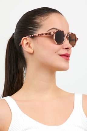 عینک آفتابی سفید زنانه 50 UV400 فلزی مات مستطیل کد 251806421