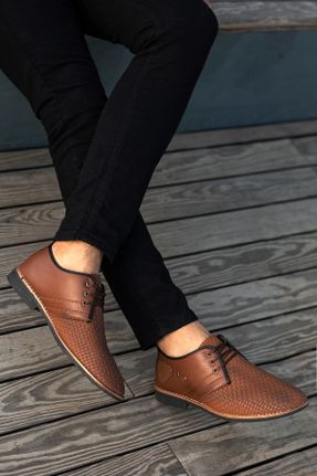 کفش آکسفورد قهوه ای مردانه پارچه نساجی پاشنه کوتاه ( 4 - 1 cm ) کد 315050403
