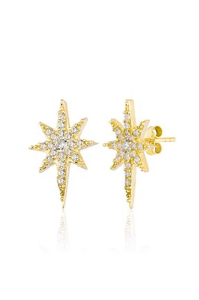 گوشواره نقره طلائی زنانه 925 عیار Zanaatsilver - کد 316036144