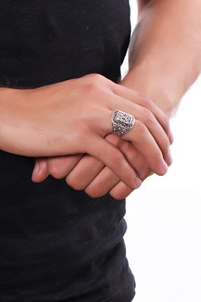 انگشتر جواهر مردانه روکش نقره LABALABA - کد 50586716