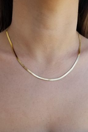 گردنبند استیل طلائی زنانه فولاد ( استیل ) کد 45932542