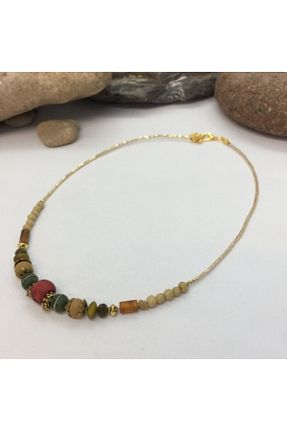 گردنبند جواهر بژ زنانه برنجی Porsuk Alternatif - کد 50383622