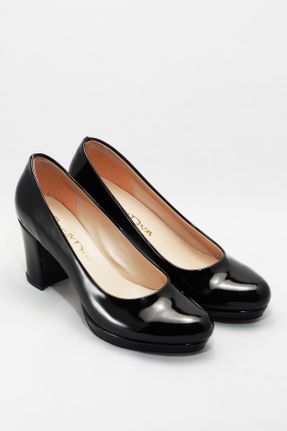 کفش پاشنه بلند کلاسیک مشکی زنانه چرم لاکی پاشنه ضخیم پاشنه متوسط ( 5 - 9 cm ) کد 32537726