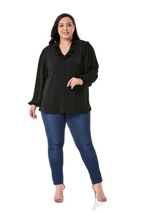 بلوز سایز بزرگ مشکی زنانه سایز بزرگ DISENTIS MODEST - کد 316280947