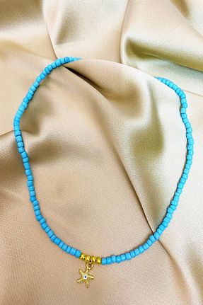 گردنبند جواهر آبی زنانه منجق Karlay - کد 286279144