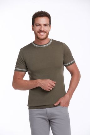 تی شرت خاکی مردانه رگولار یقه گرد کد 316608481