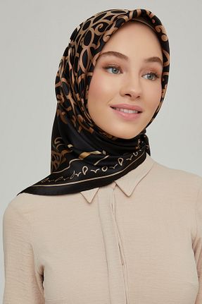روسری طلائی کرپ ساتن ابریشم Armine - کد 316435128