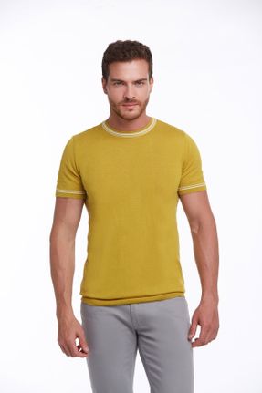 تی شرت زرد مردانه رگولار یقه گرد کد 316609585