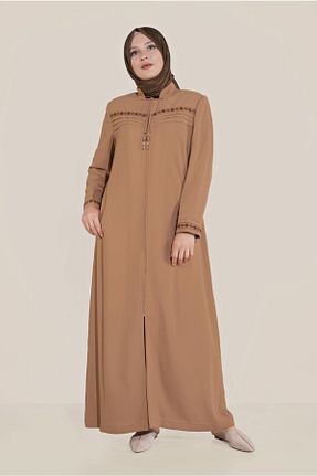 مانتو بلند حجاب قهوه ای زنانه TRENDTESETTÜR - کد 316563598