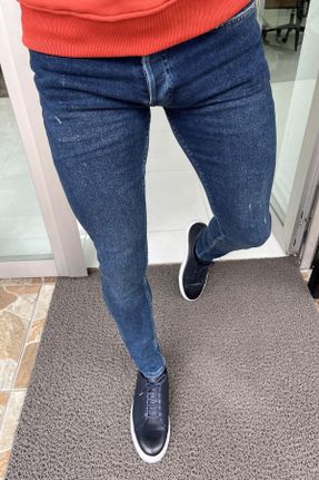 شلوار جین آبی مردانه پاچه تنگ فاق افتاده بلند کد 316827823
