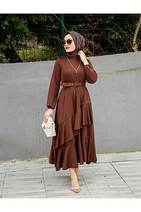 لباس حجاب قهوه ای زنانه Asimetrik VOLT CLOTHİNG - کد 316835757