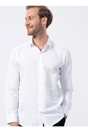پیراهن سفید مردانه یقه کلاسیک SÜVARİ - کد 317032625