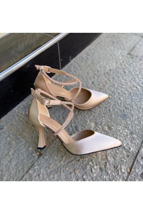 کفش مجلسی بژ زنانه پاشنه نازک پاشنه متوسط ( 5 - 9 cm ) چرم مصنوعی کد 317483041
