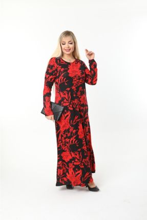 لباس قرمز زنانه سایز بزرگ بافت ویسکون کد 317656933