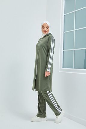 ست گرمکن حجاب خاکی زنانه اورسایز BURCU TESETTÜR - کد 73684465