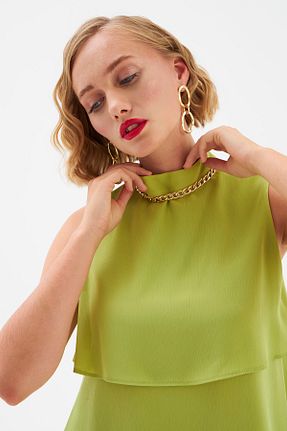 بلوز سبز زنانه ساده Sateen - کد 318327824
