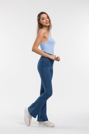 شلوار جین آبی زنانه پاچه اسپانیولی فاق بلند اکریلیک جوان کد 316773728