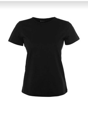 تی شرت مشکی زنانه رگولار یقه گرد پنبه (نخی) 3