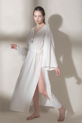 لباس ساحلی سفید زنانه پنبه (نخی) کد 318197299