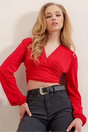 بلوز قرمز زنانه ساده HAKKE - کد 235903186