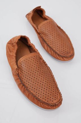 کفش لوفر قهوه ای مردانه چرم طبیعی پاشنه کوتاه ( 4 - 1 cm ) کد 319414994