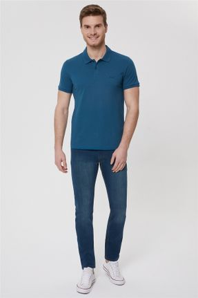 تی شرت آبی مردانه رگولار یقه پولو تکی کد 317761225
