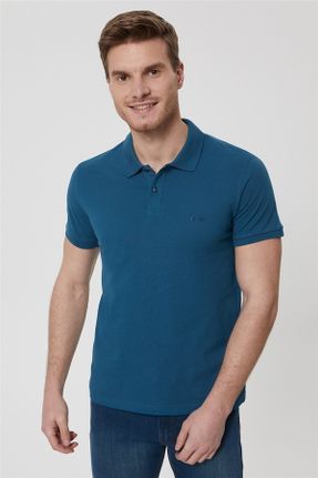 تی شرت آبی مردانه رگولار یقه پولو تکی کد 317761225